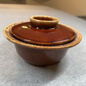 Vintage Hull Crestone Brown Drip Oven-Proof Casserole Dish w/lid MCM